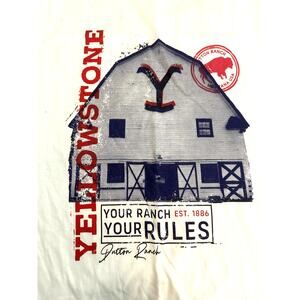 YELLOWSTONE "Your Ranch Your Rules" Graphic Tee NEW SS Ivory M?